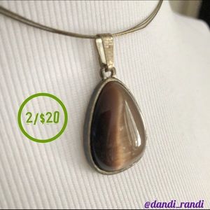 Brown Teardrop Floating Pendant Necklace